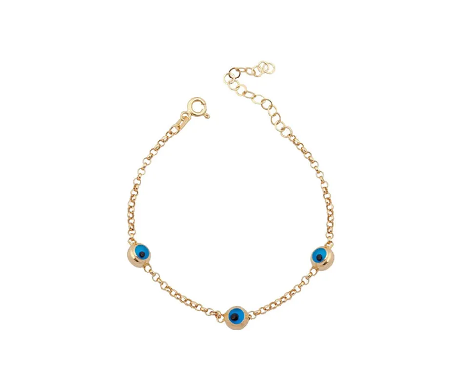 14k Gold Evil Eye Bracelet