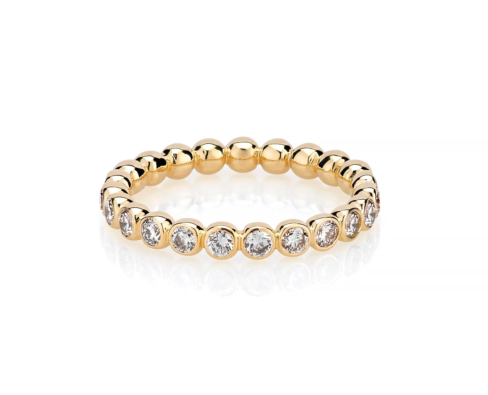 14K Halfway Diamond Ball Ring