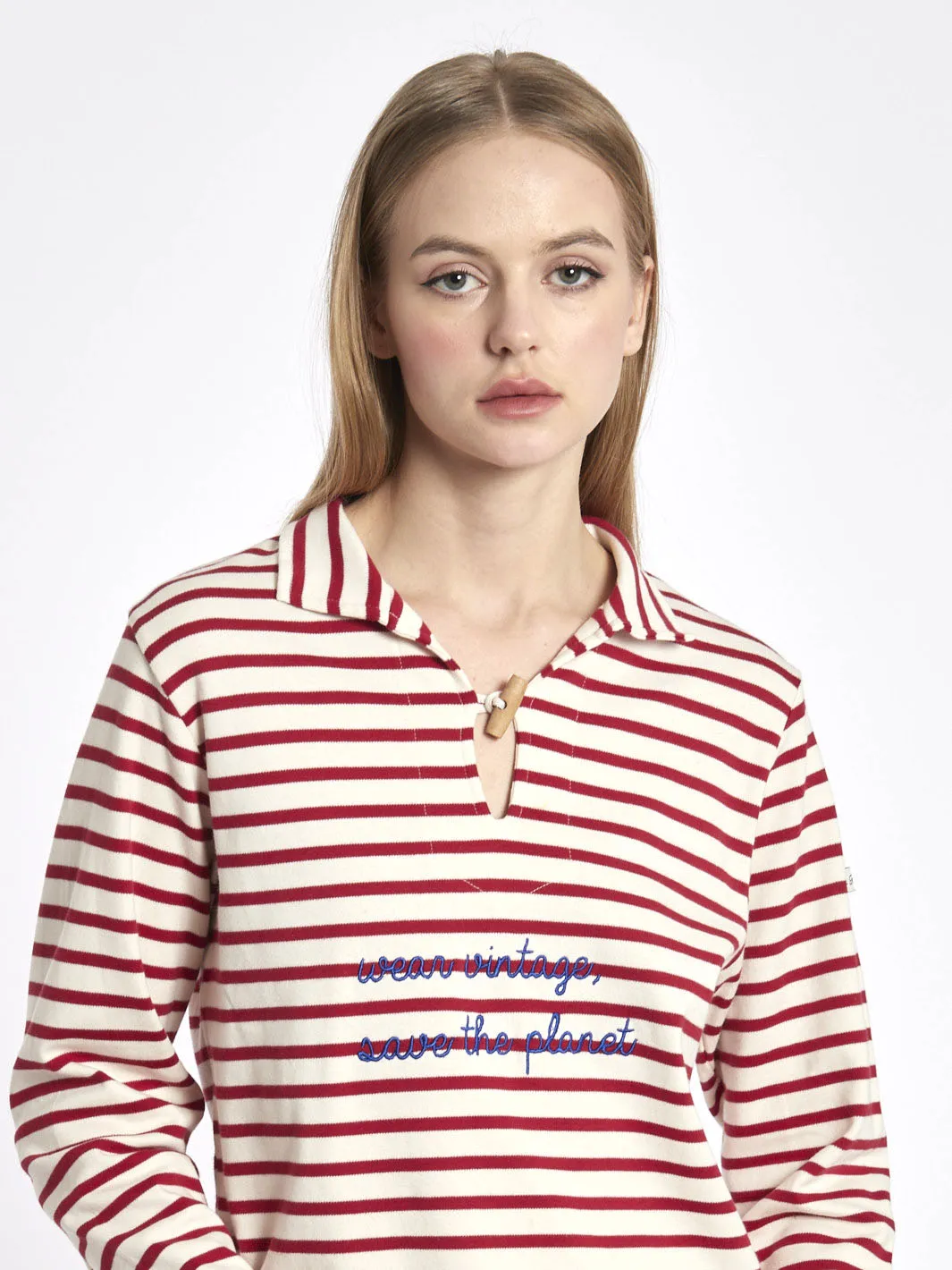 1990's  red and white Breton shirt customised by Cavalli e Nastri