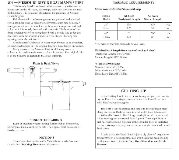 204 Missouri River Boatman's Shirt - PDF