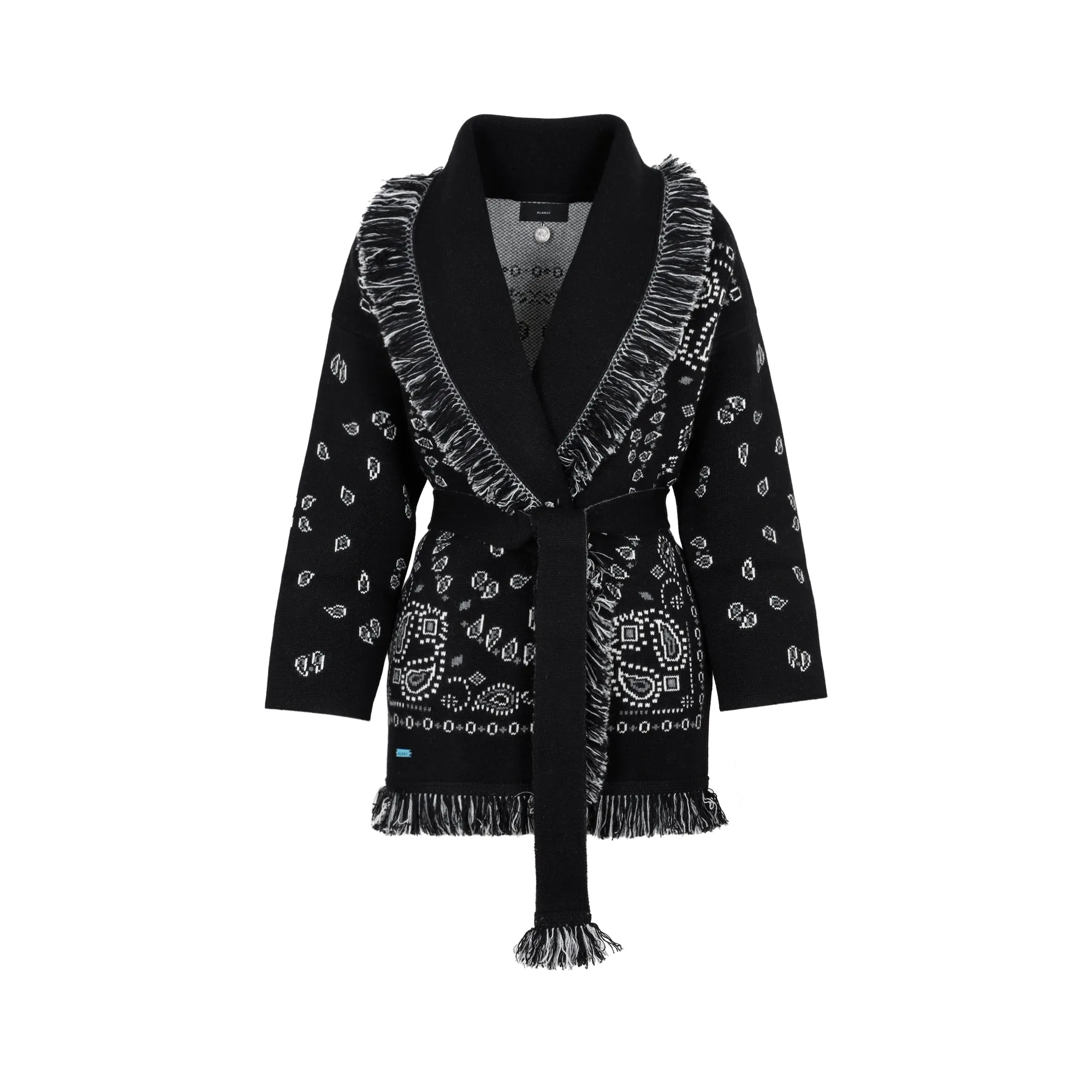 Alanui Belted Bandana Jacquard Long Sleeved Cardigan