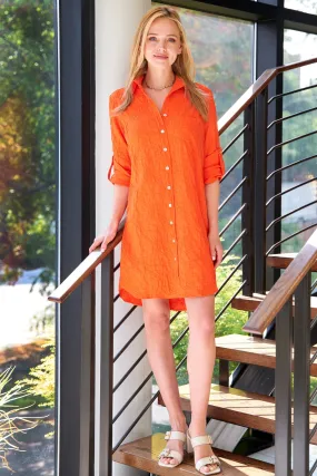 Alex Shirt Dress Orange Crushed Textured Jacquard