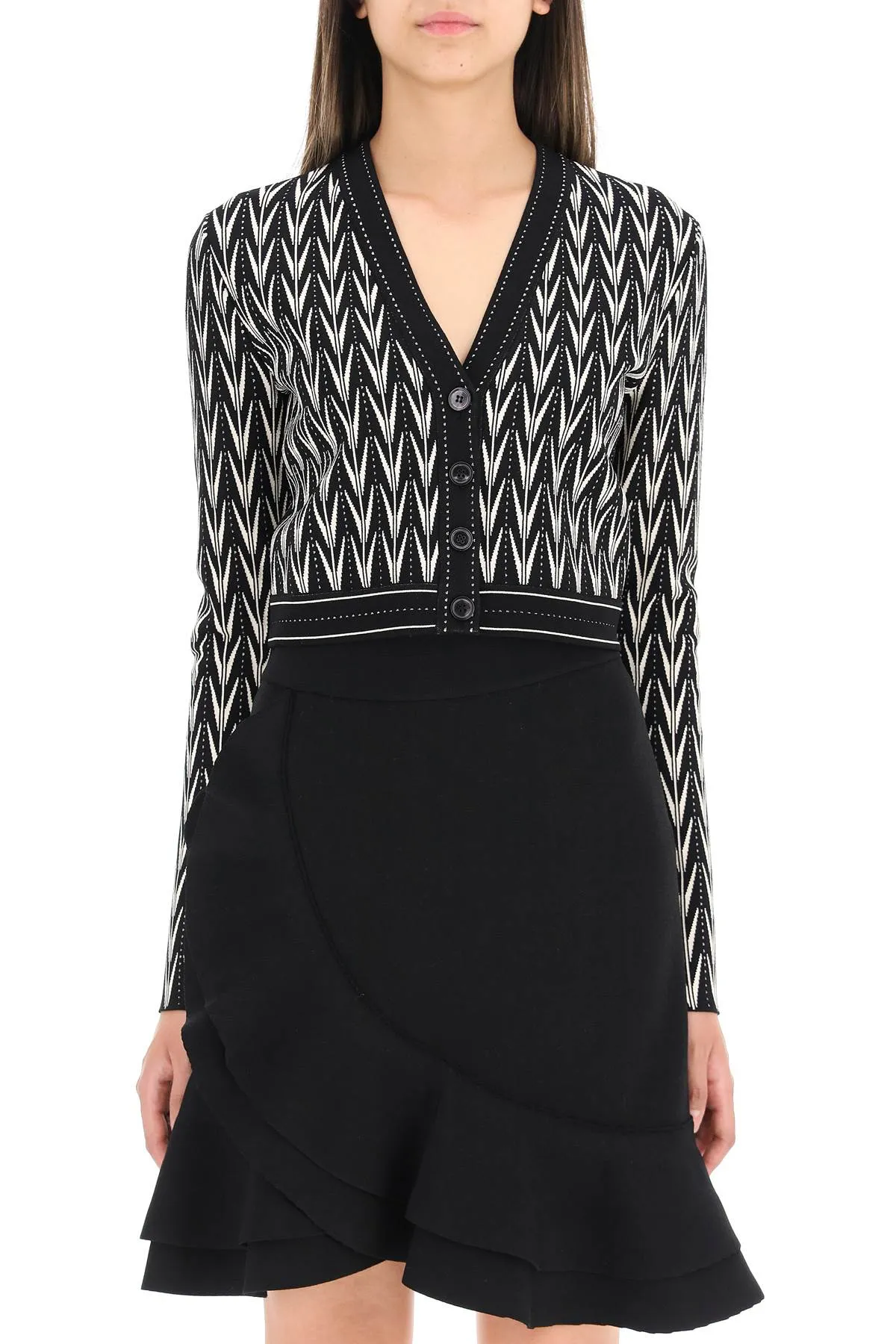 Alexander McQueen Geometric Pattern Cropped Knitted Cardigan