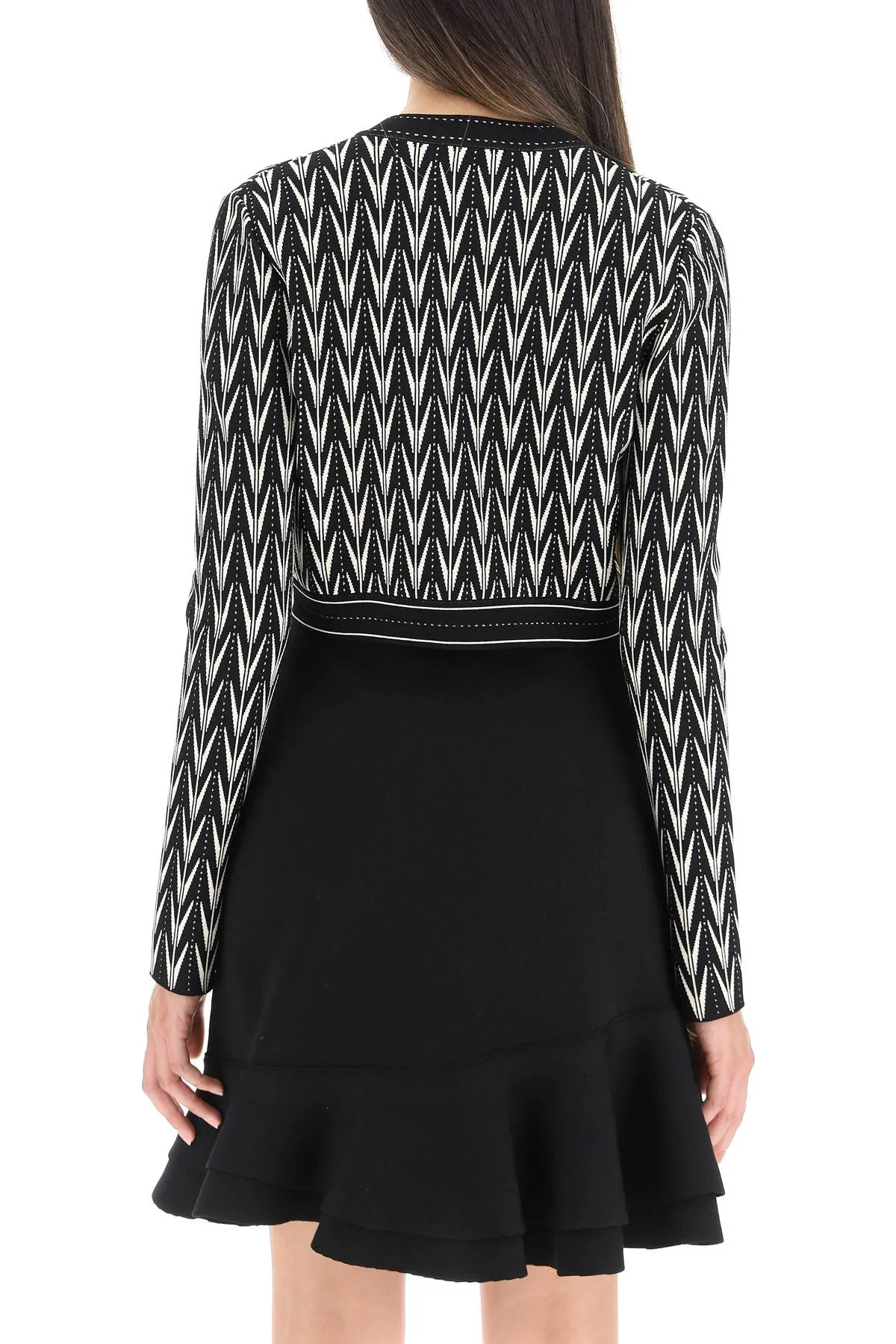 Alexander McQueen Geometric Pattern Cropped Knitted Cardigan