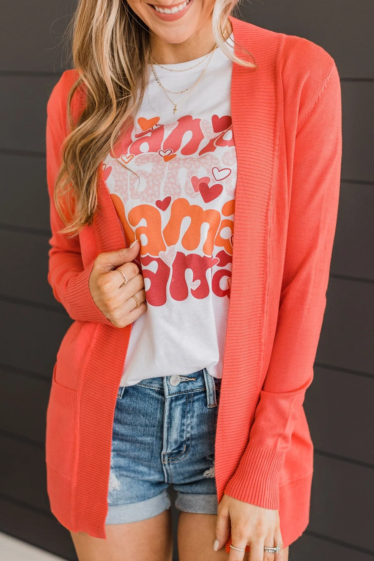 As Easy As Can Be Cardigan- Coral