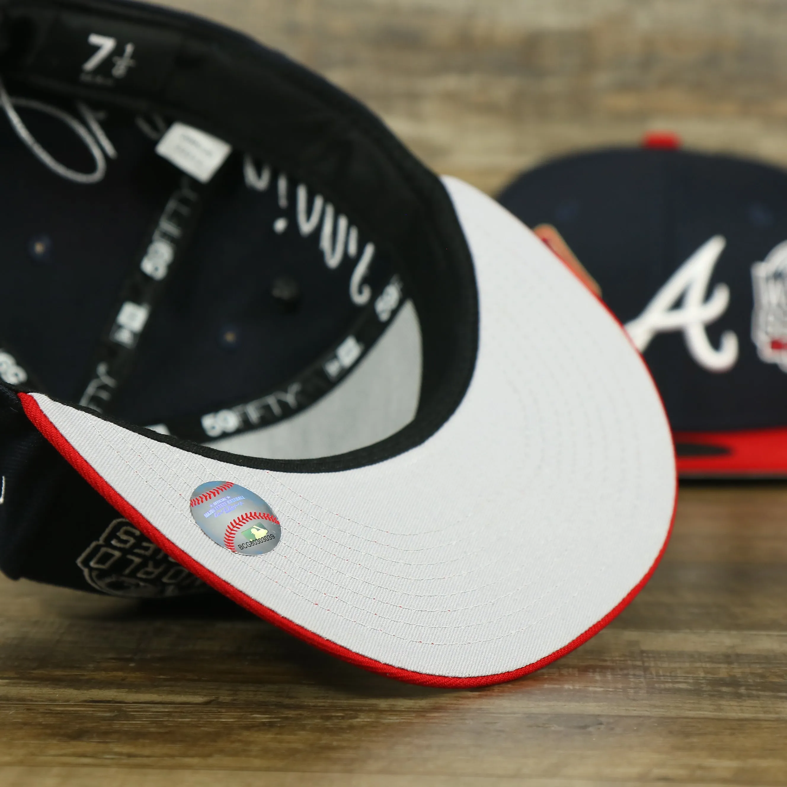 Atlanta Braves Cooperstown All Over Side Patch Historic Champs Gray UV 59Fifty Fitted Cap | Navy 59Fifty Fitted Cap