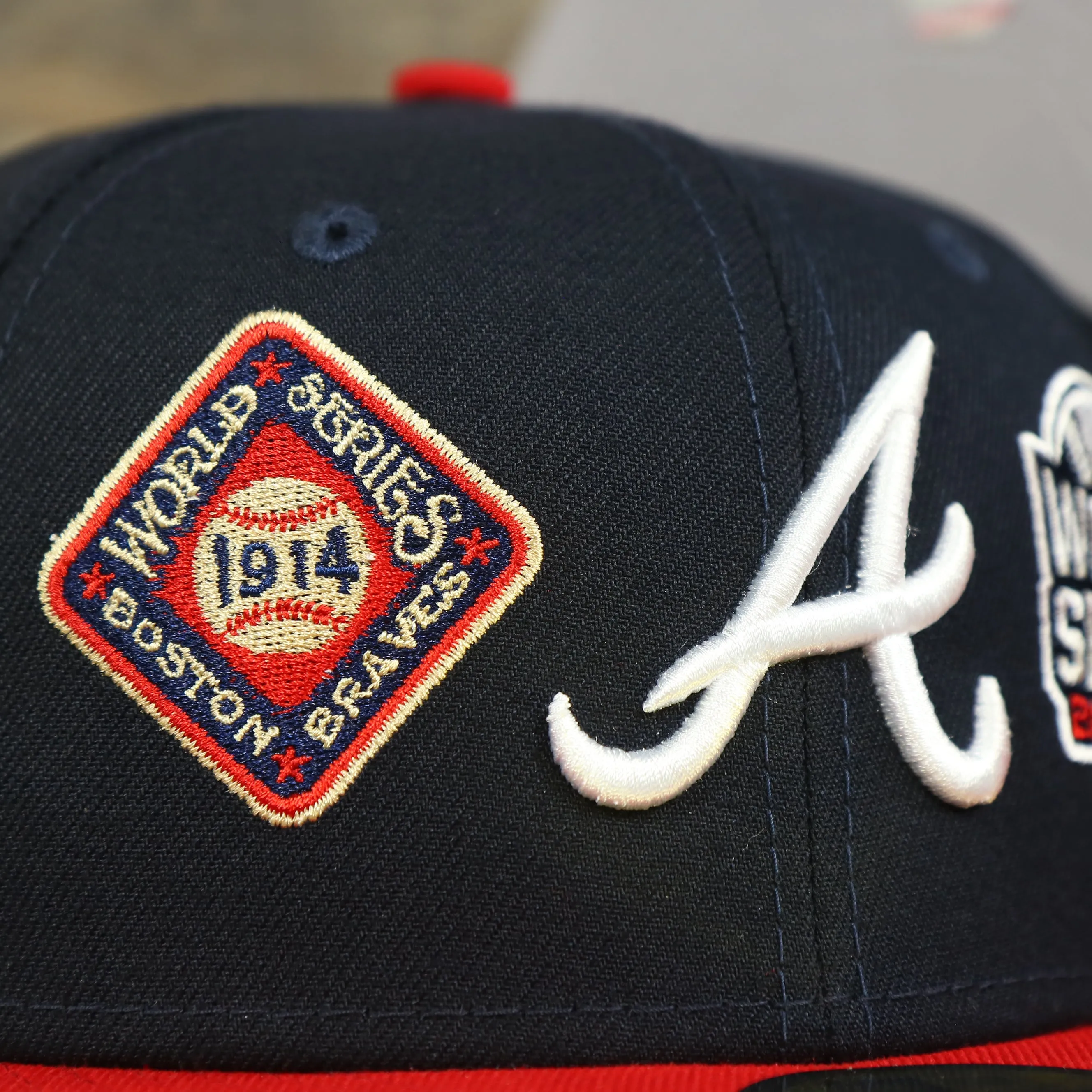 Atlanta Braves Cooperstown All Over Side Patch Historic Champs Gray UV 59Fifty Fitted Cap | Navy 59Fifty Fitted Cap