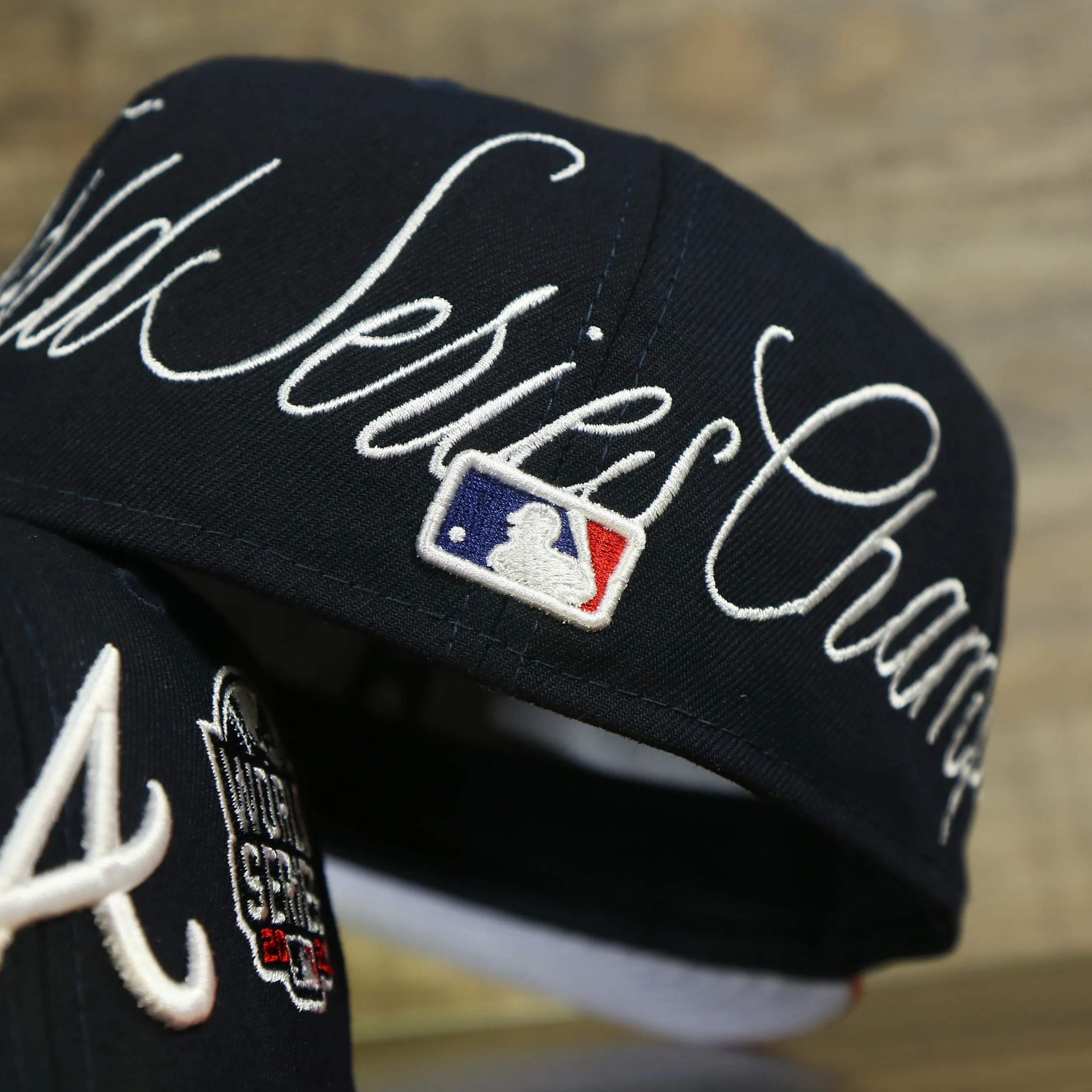 Atlanta Braves Cooperstown All Over Side Patch Historic Champs Gray UV 59Fifty Fitted Cap | Navy 59Fifty Fitted Cap