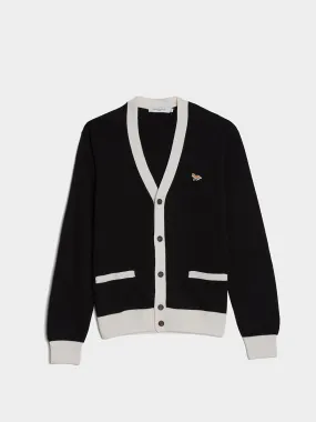 Baby Fox Patch Bicolor Classic Cardigan, Black