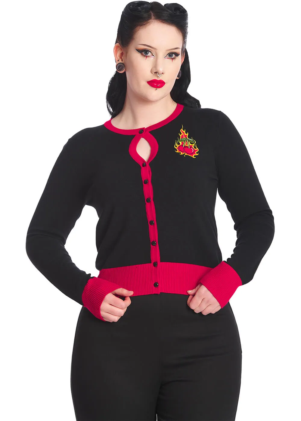 Banned Cherry Blaze 50's Cardigan Black