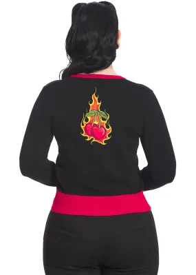 Banned Cherry Blaze 50's Cardigan Black