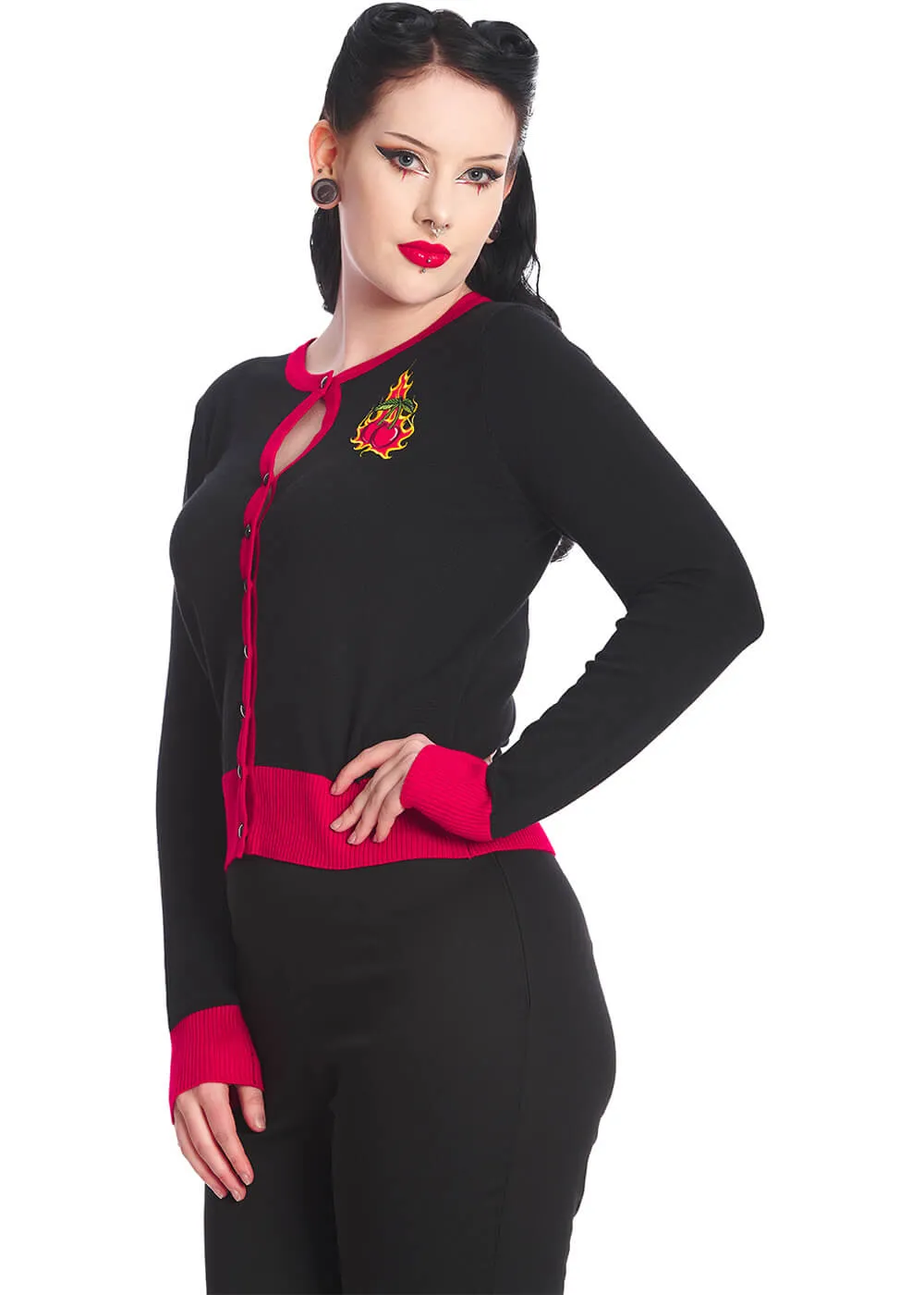 Banned Cherry Blaze 50's Cardigan Black