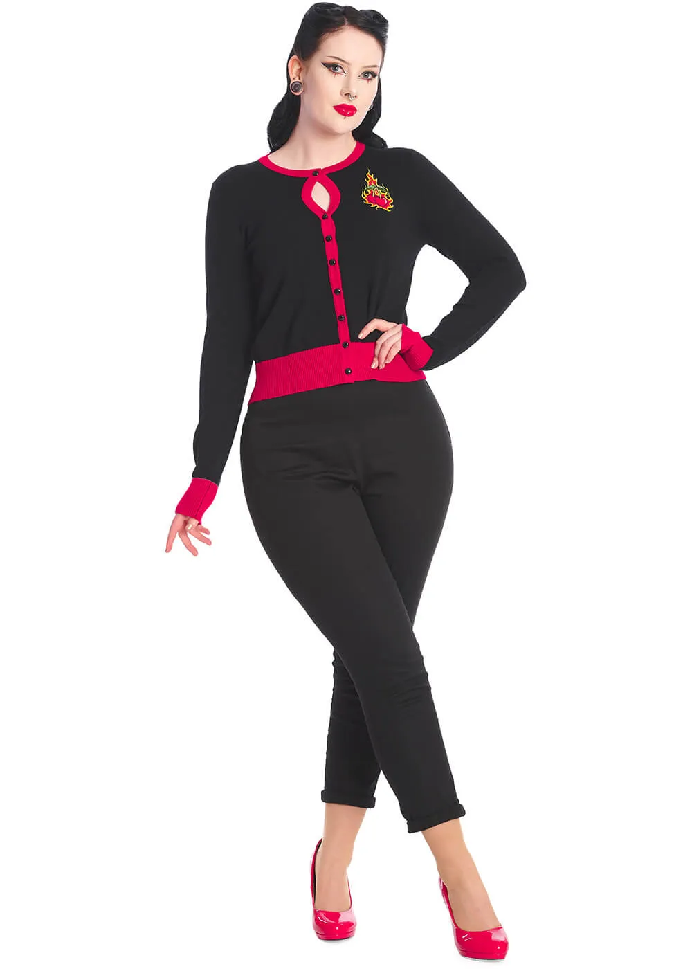 Banned Cherry Blaze 50's Cardigan Black