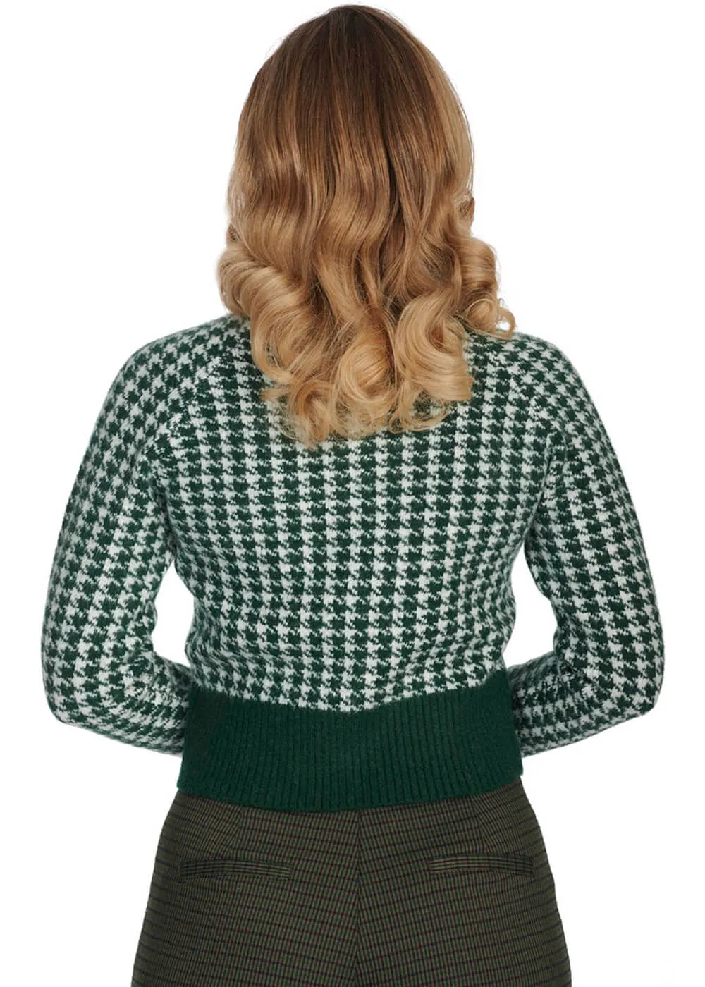 Banned Hattie Houndstooth 40's Cardigan Green