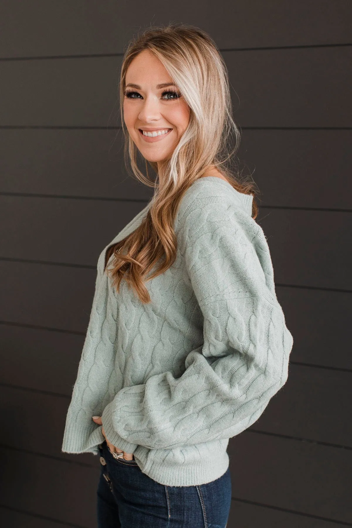 Beyond Cozy Knit Button Cardigan- Light Sage