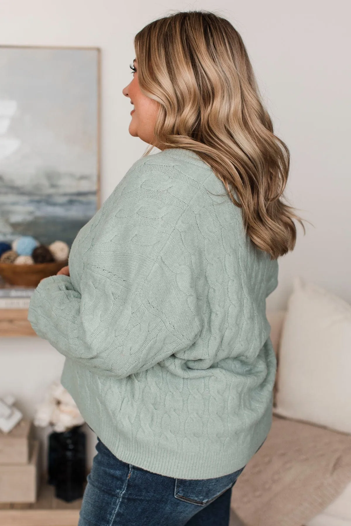 Beyond Cozy Knit Button Cardigan- Light Sage