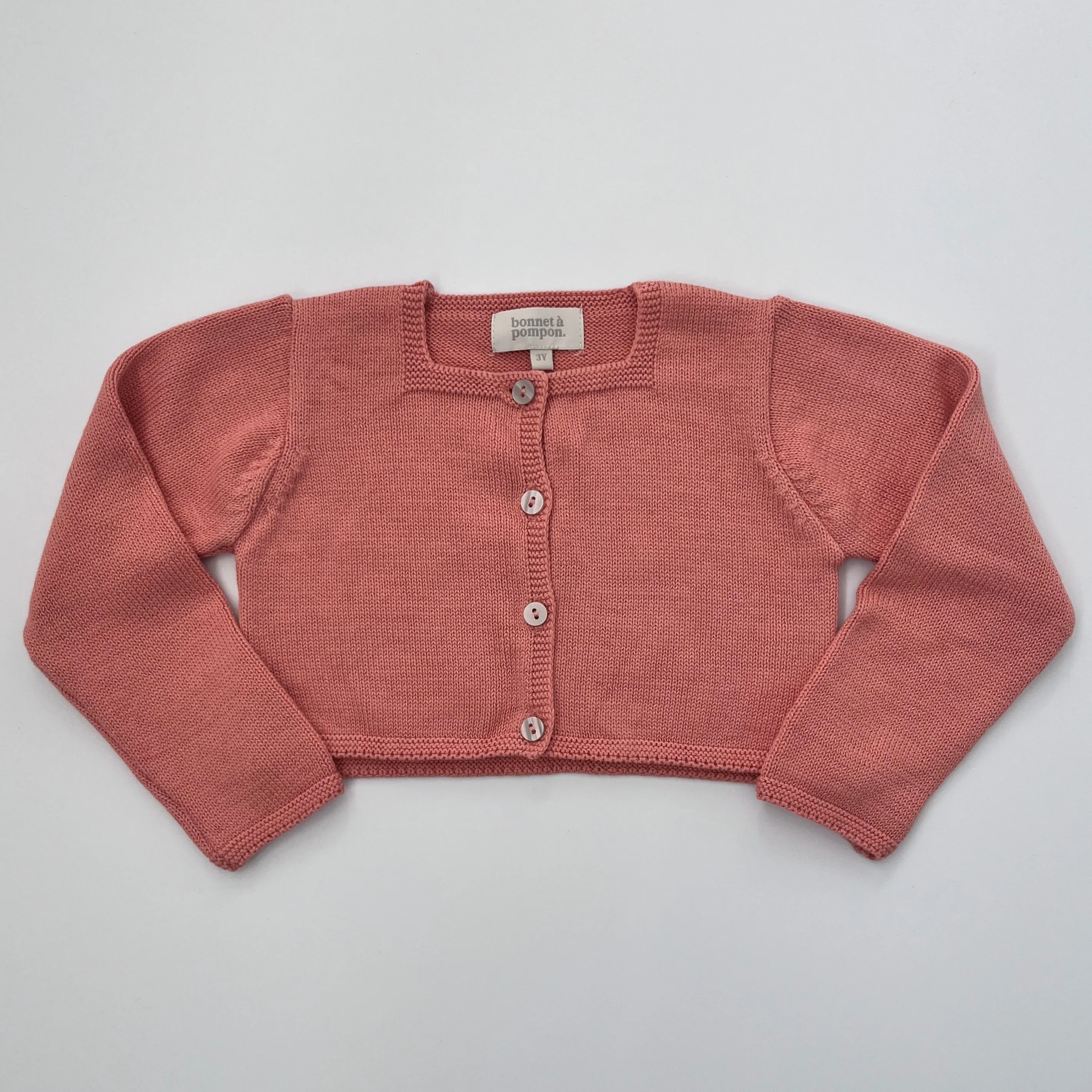 Bonnet  Pompon Apricot Cropped Cardigan: 3 Years