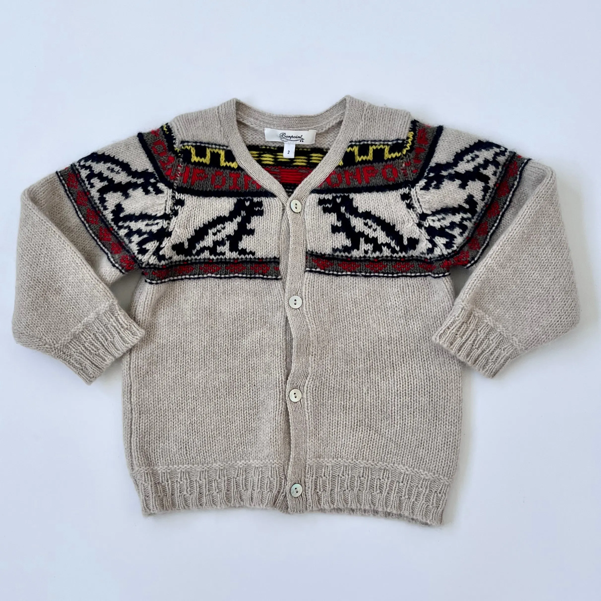 Bonpoint Nordic Style Intarsia Cardigan: 2 Years