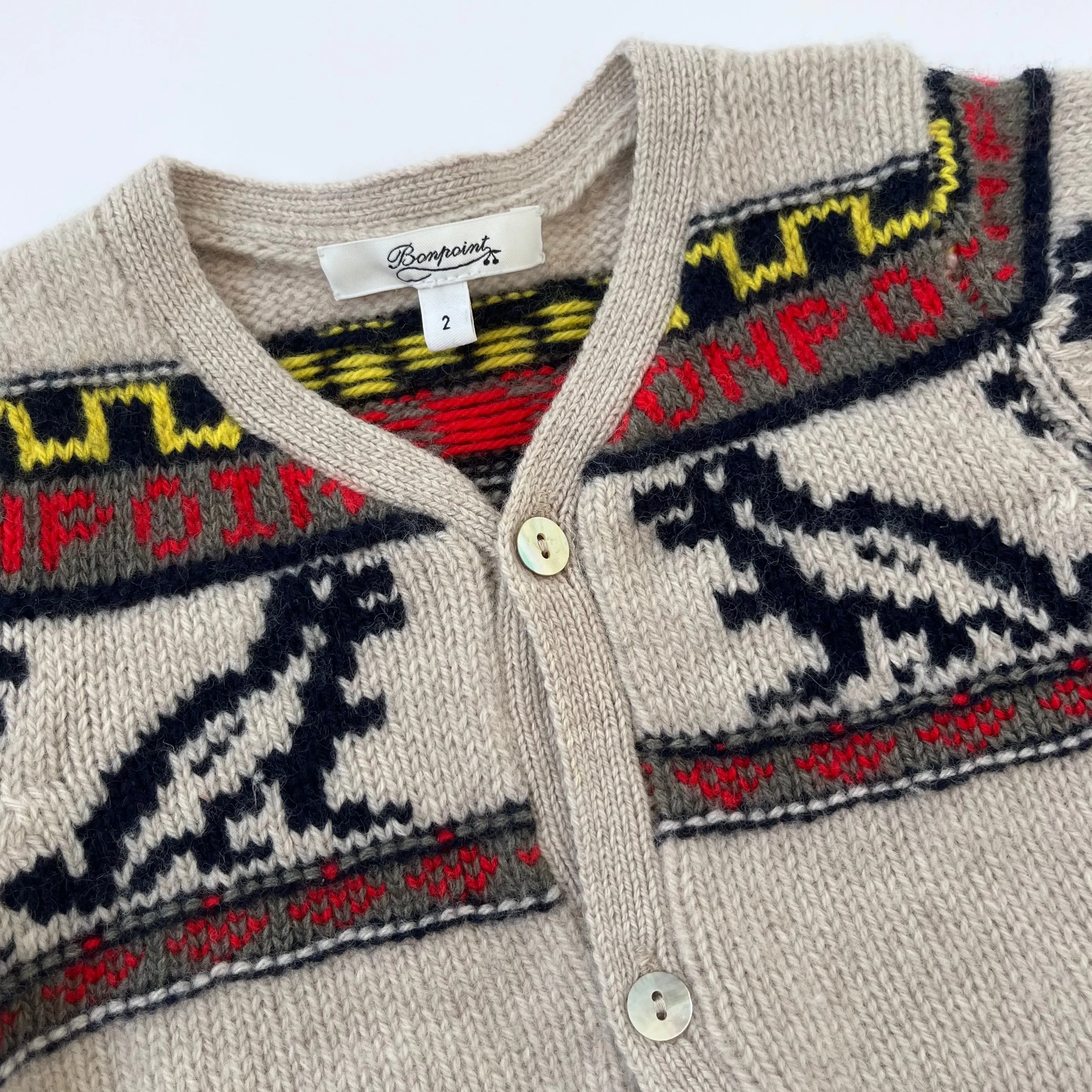 Bonpoint Nordic Style Intarsia Cardigan: 2 Years