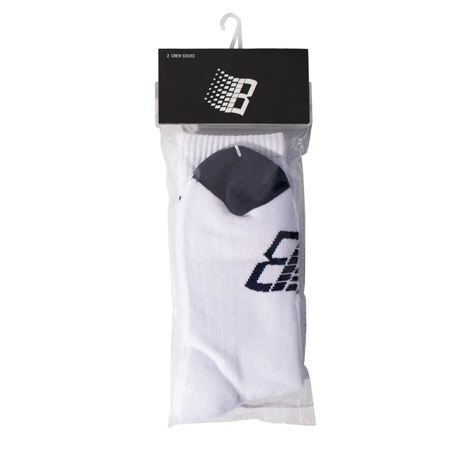 Bronze 56k B Logo Crew Socks White