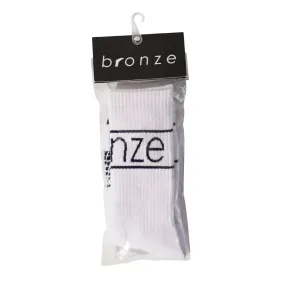 Bronze 56k B Logo Crew Socks White