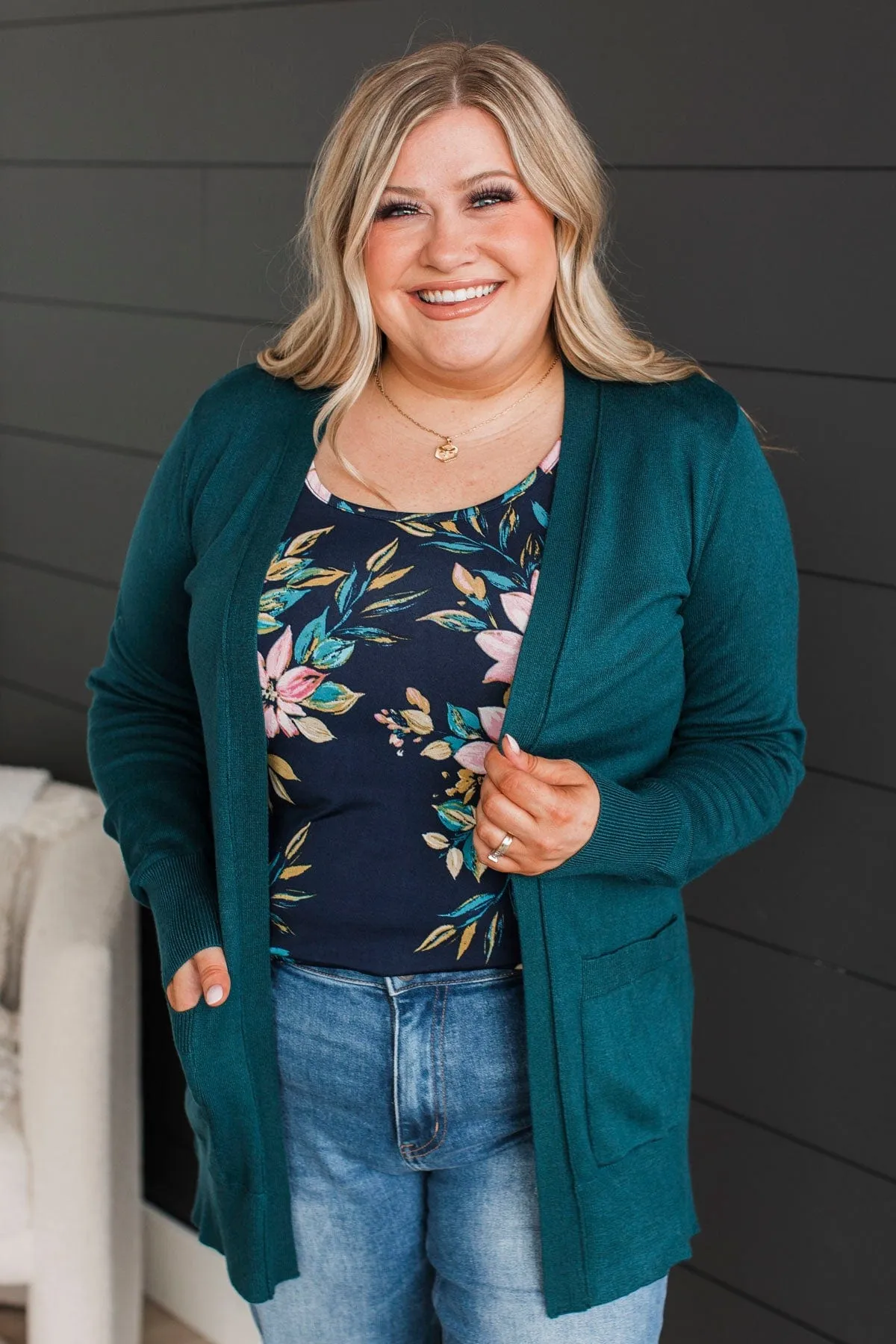 Can't Resist This Knit Cardigan- Peacock Blue