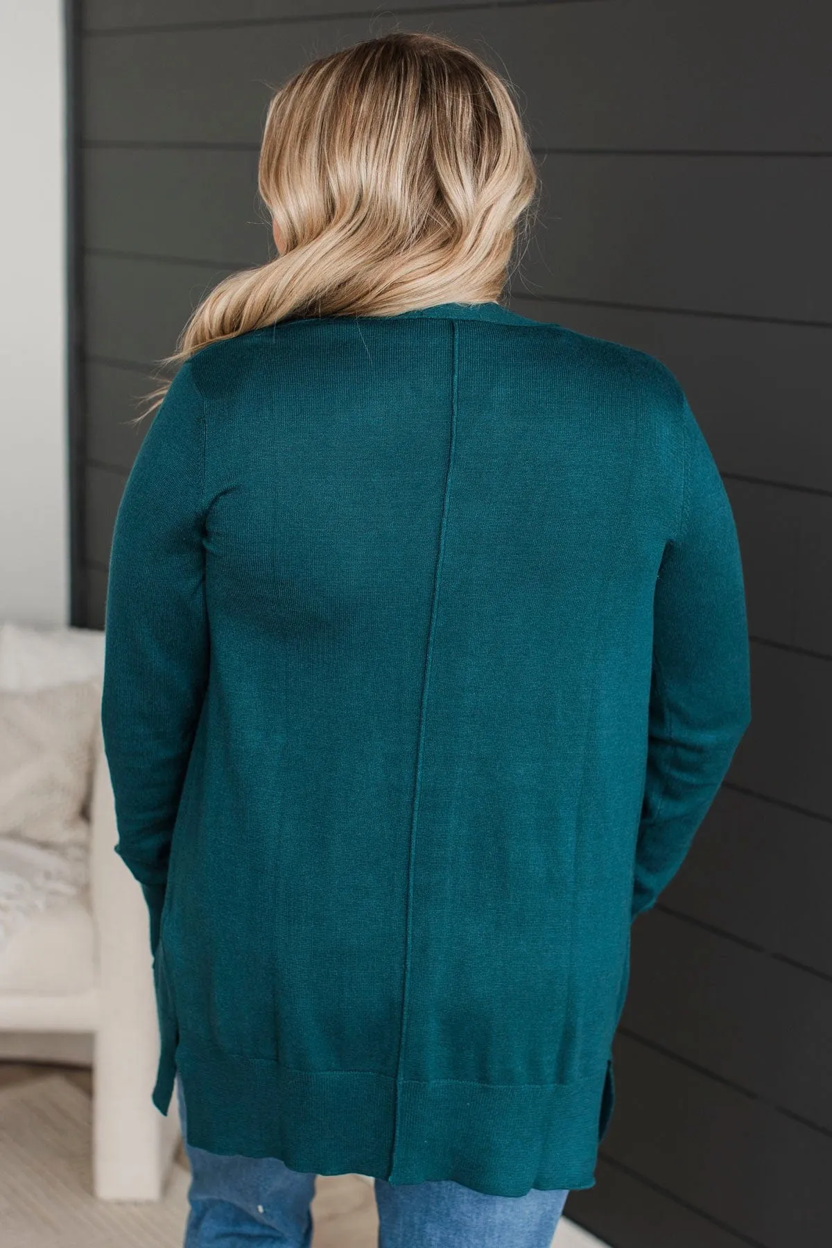 Can't Resist This Knit Cardigan- Peacock Blue