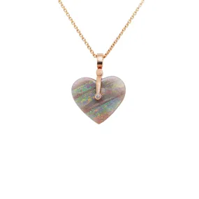 Carved Boulder Opal Heart Sticks and Stones Pendant