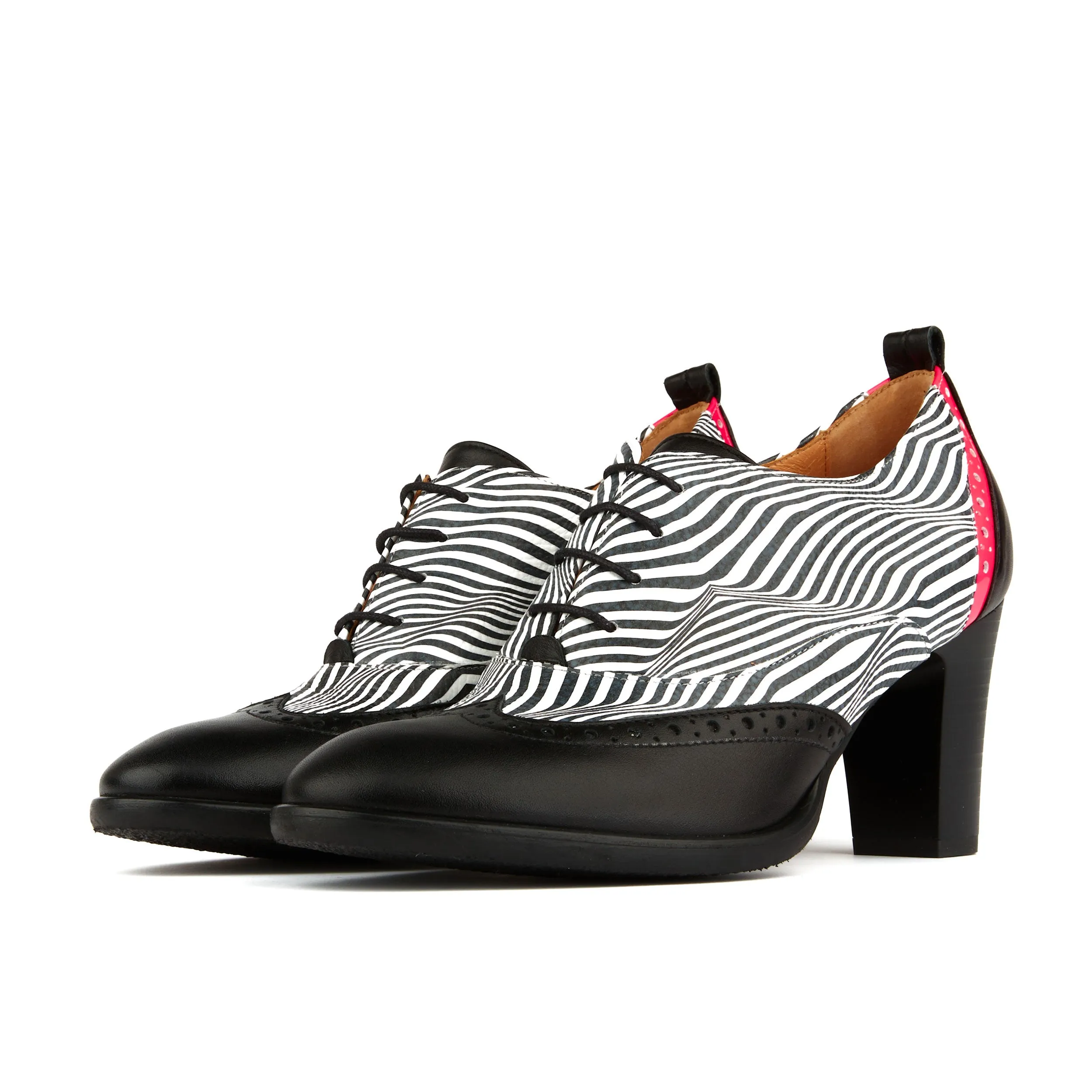 CASINO OPTICAL ZEBRA - Women's almond toe oxford pump heel with brogue details