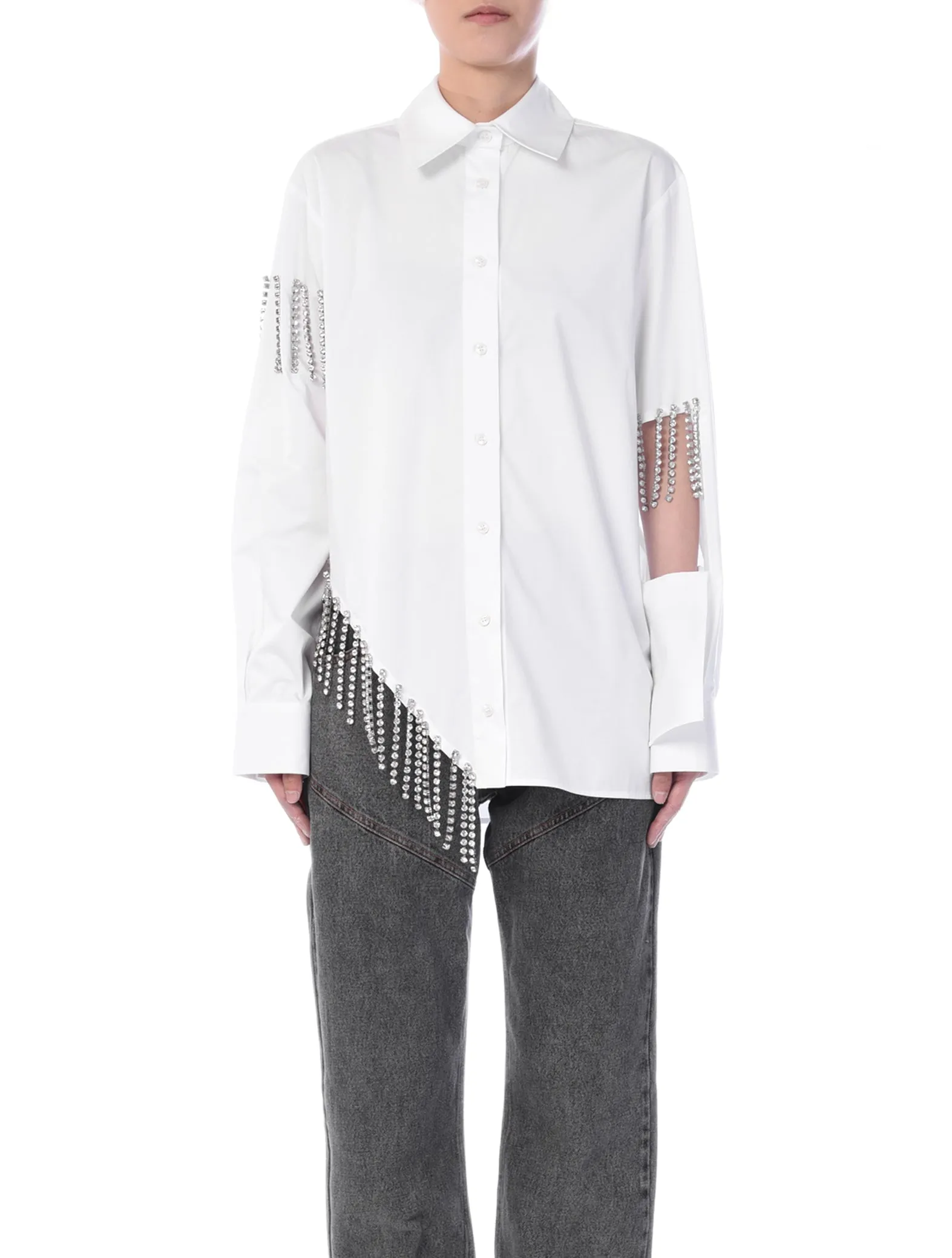 Christopher Kane Crystal Cupchain Fringe Shirt