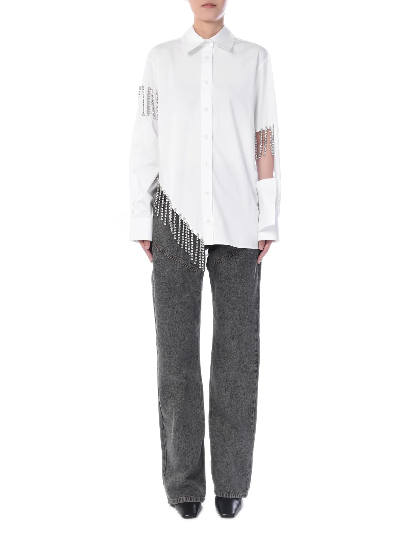 Christopher Kane Crystal Cupchain Fringe Shirt