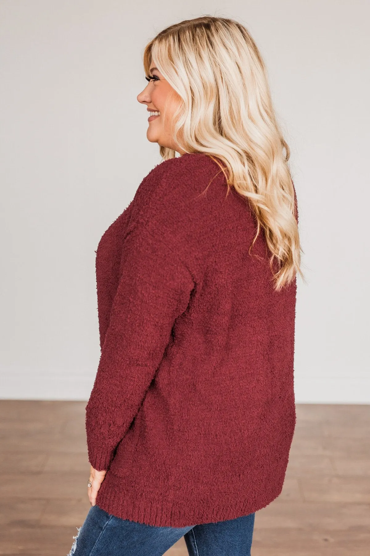 Cold Hands Warm Heart Knit Cardigan- Wine