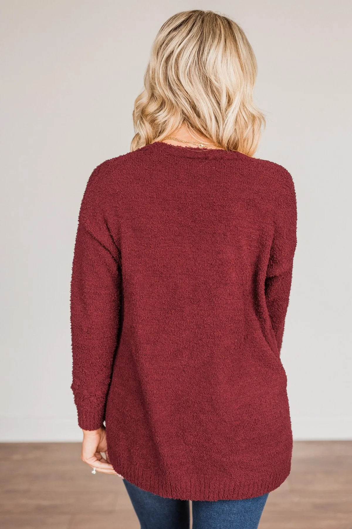 Cold Hands Warm Heart Knit Cardigan- Wine