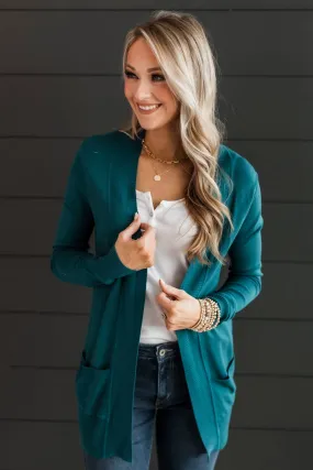 Comfortable With Myself Knit Cardigan- Dark Teal