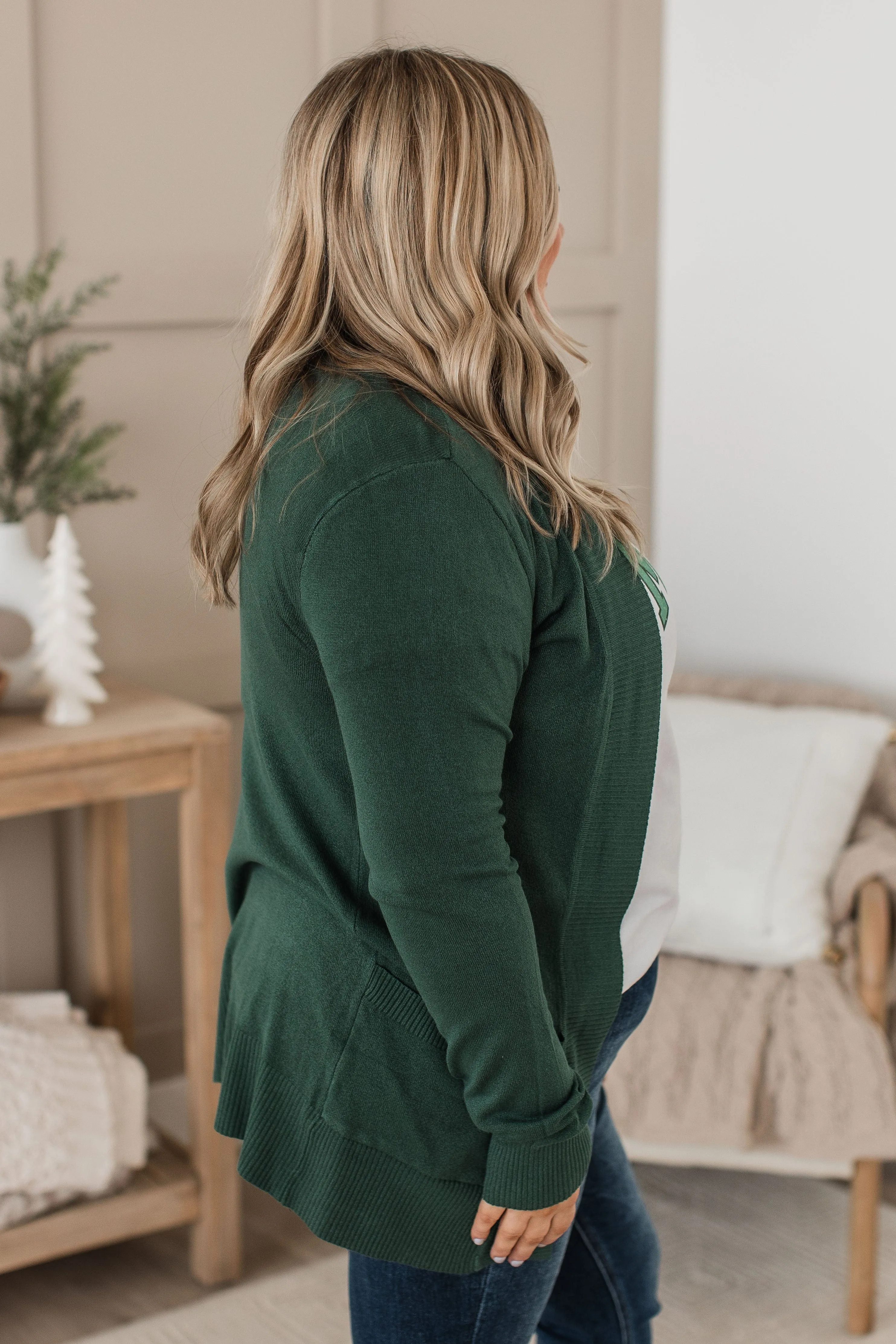 Comfortable With Myself Knit Cardigan- Hunter Green