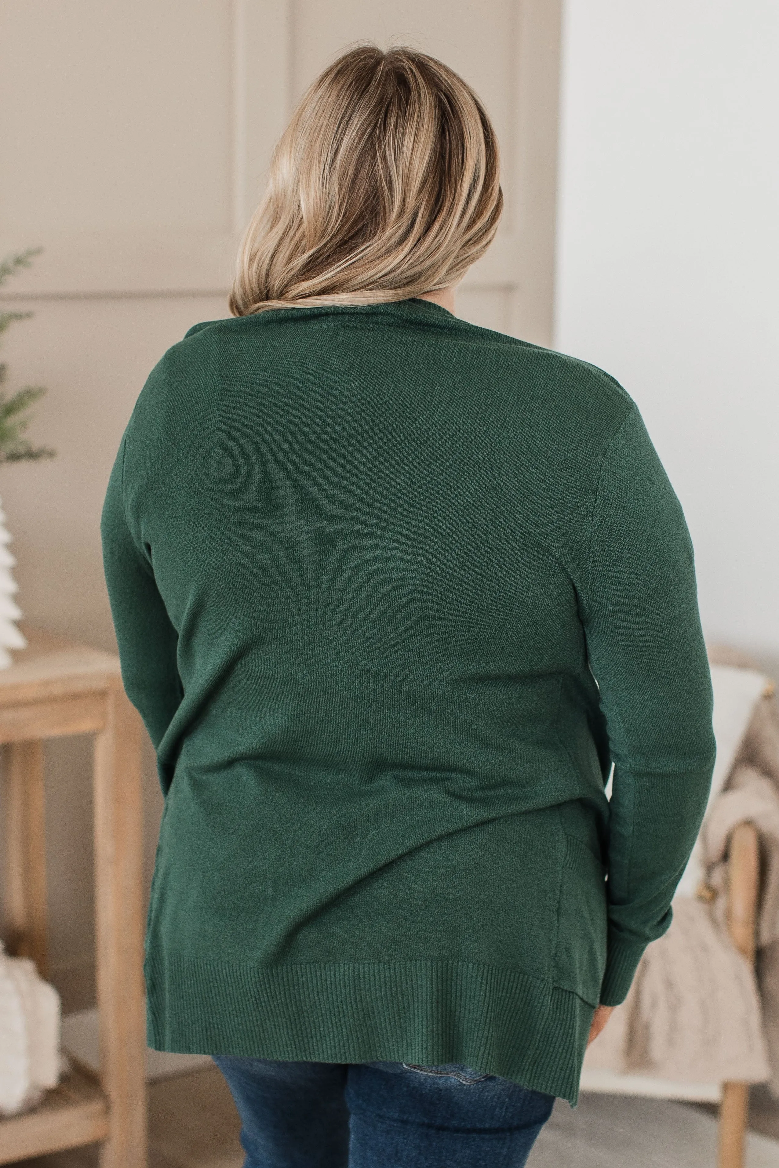 Comfortable With Myself Knit Cardigan- Hunter Green