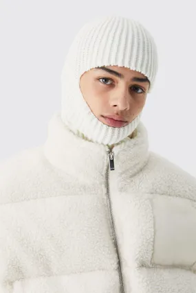 Contrast Rib Knitted Hood