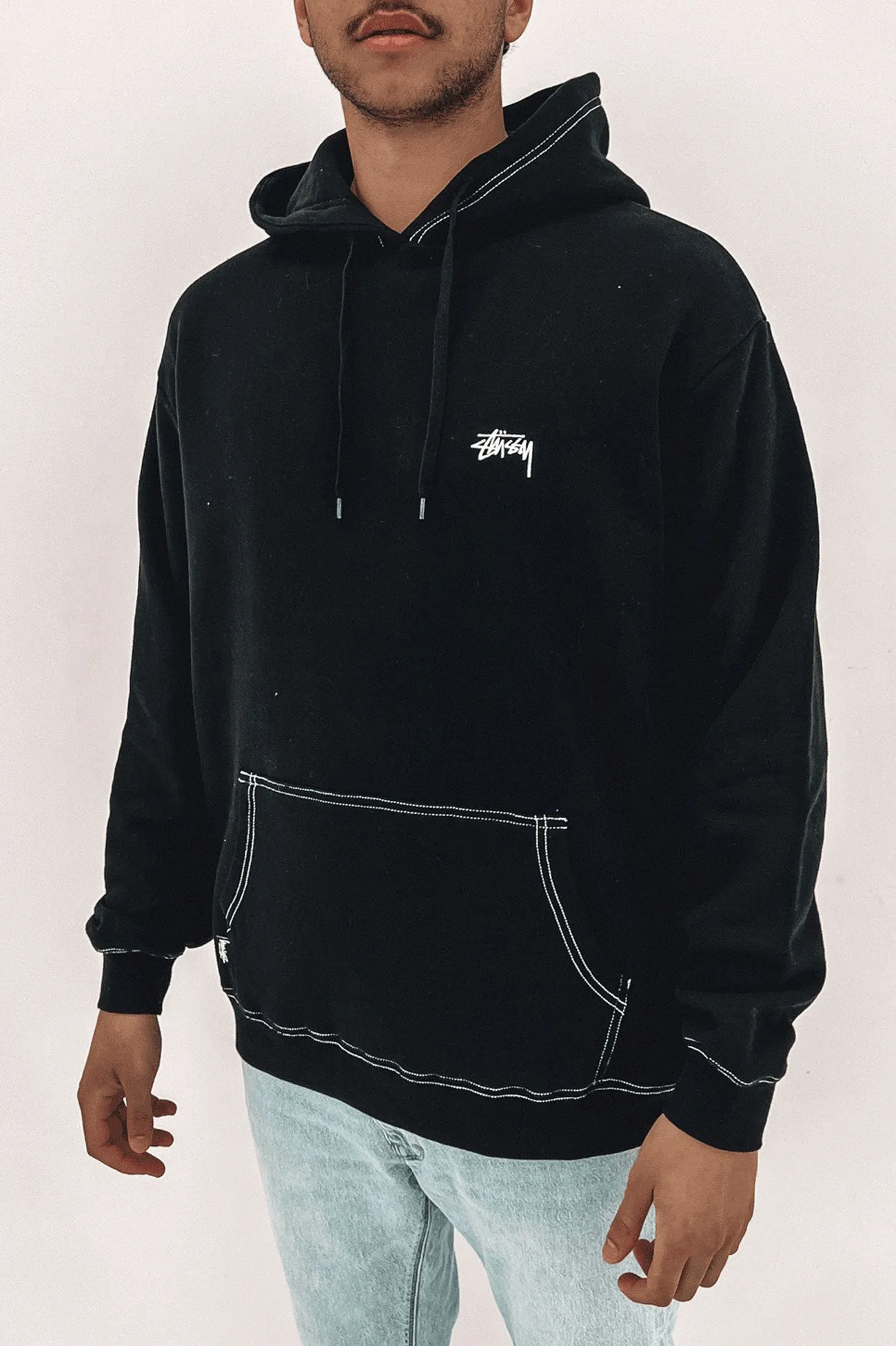 Contrast Stitch Stock Hood Black