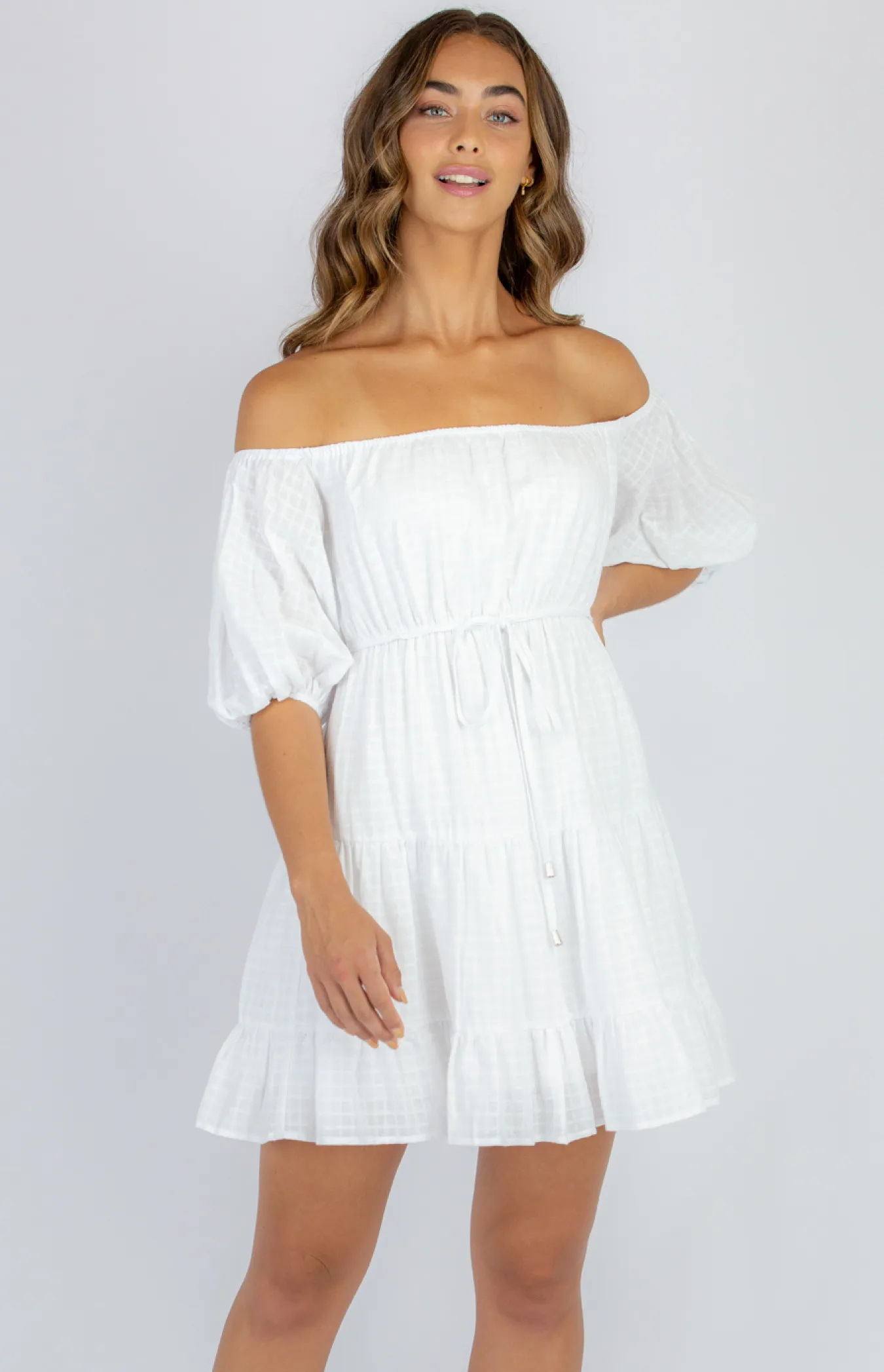 Cotton Off the Shoulder Baby Doll Dress (SDR998A)