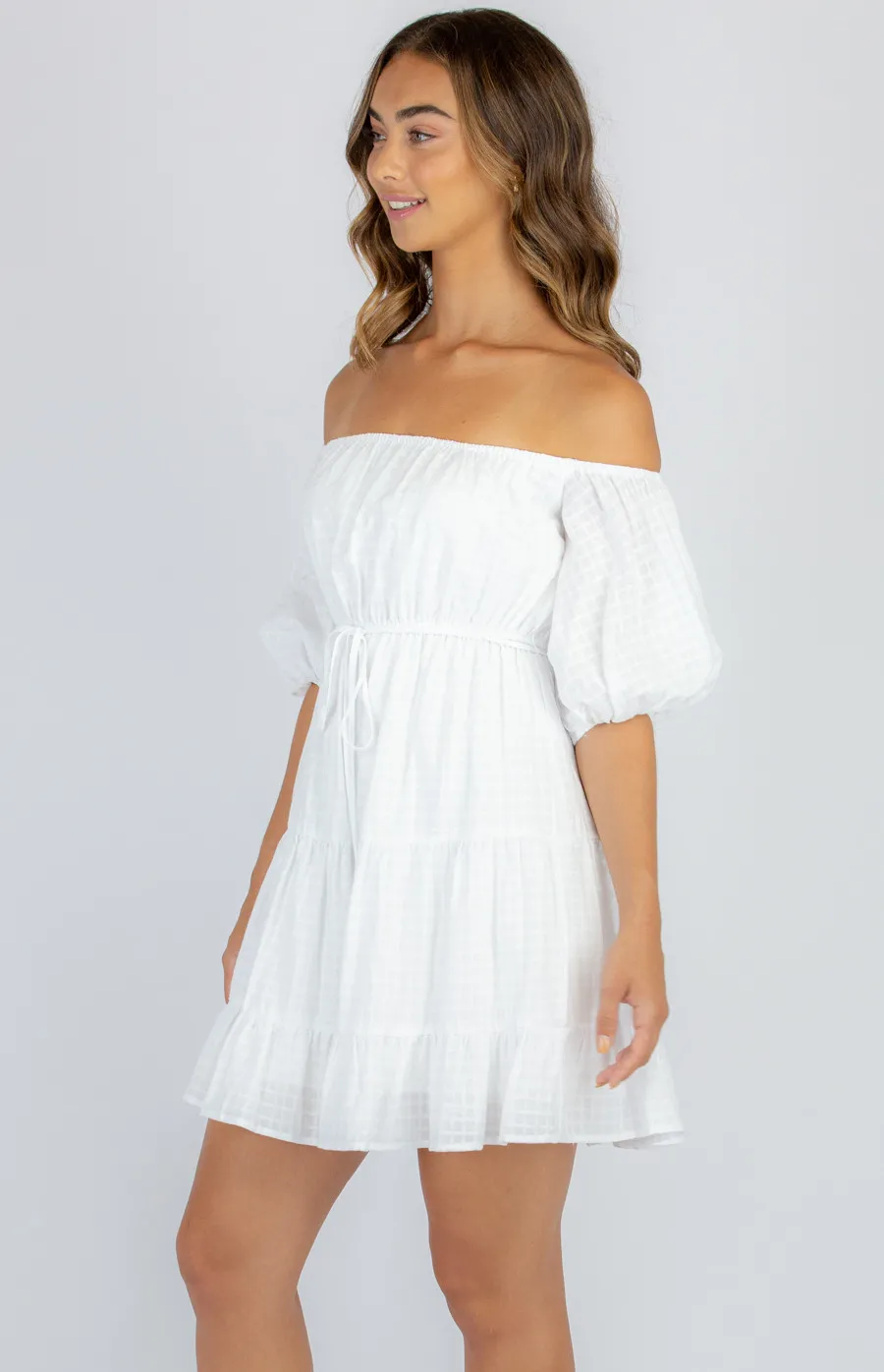 Cotton Off the Shoulder Baby Doll Dress (SDR998A)