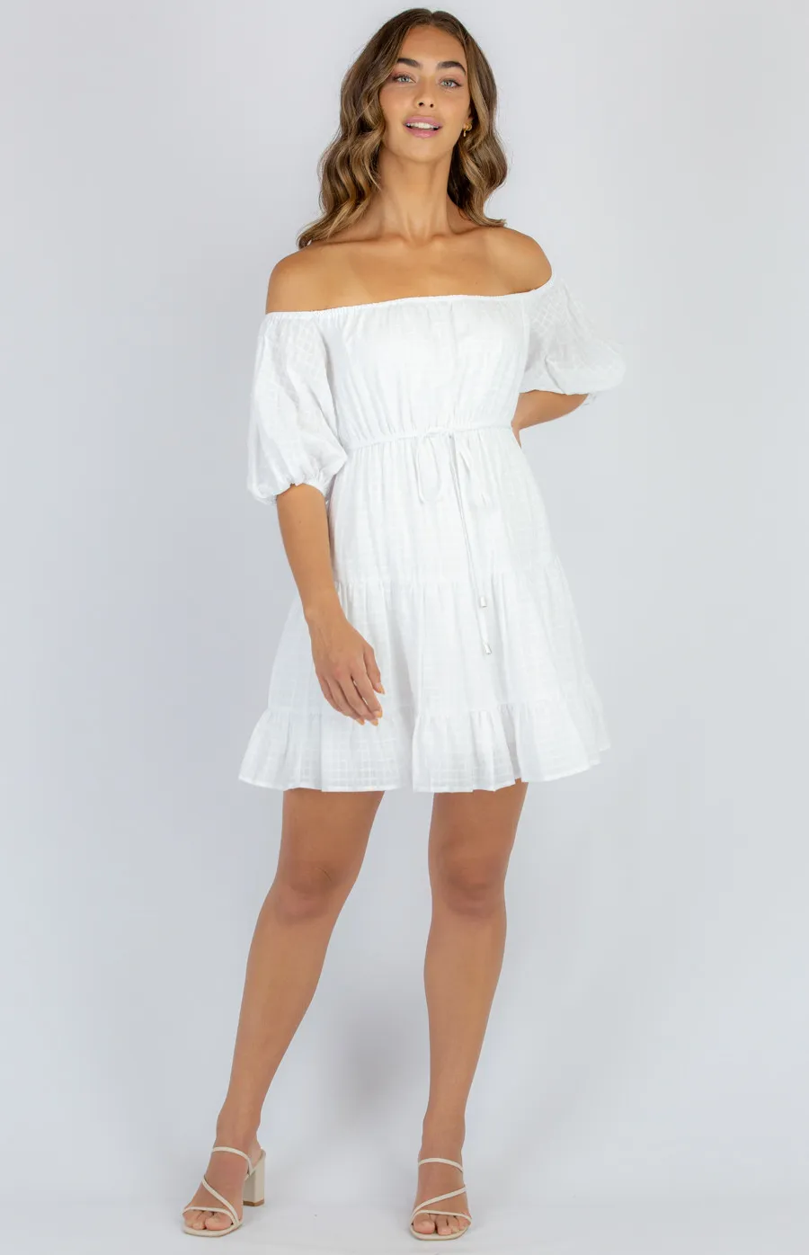 Cotton Off the Shoulder Baby Doll Dress (SDR998A)