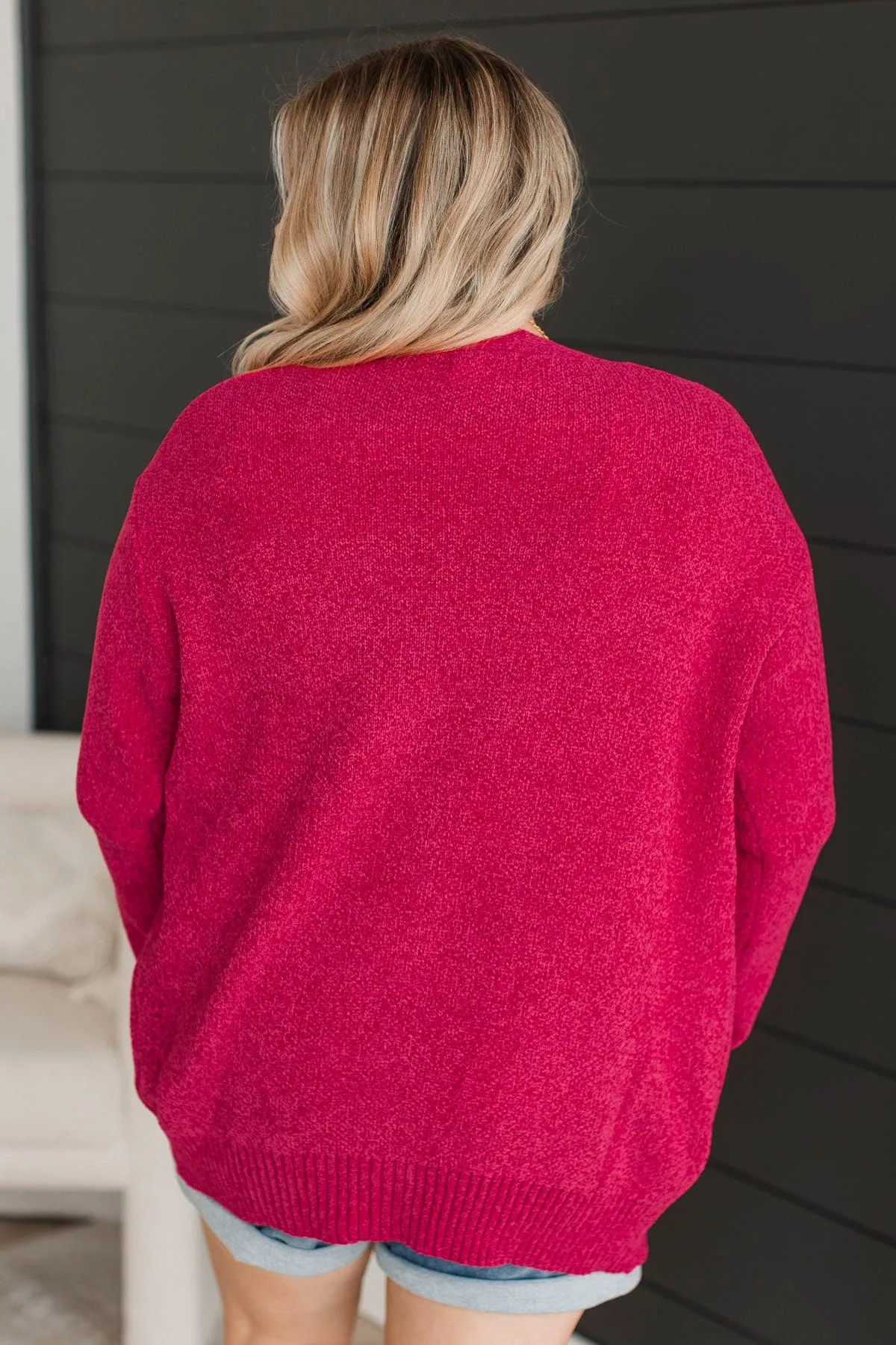 Cuddle Up To You Knit Cardigan- Fuchsia