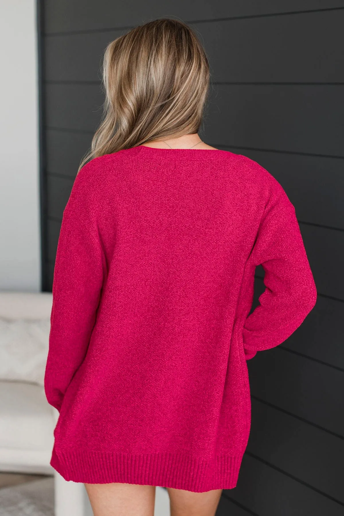 Cuddle Up To You Knit Cardigan- Fuchsia