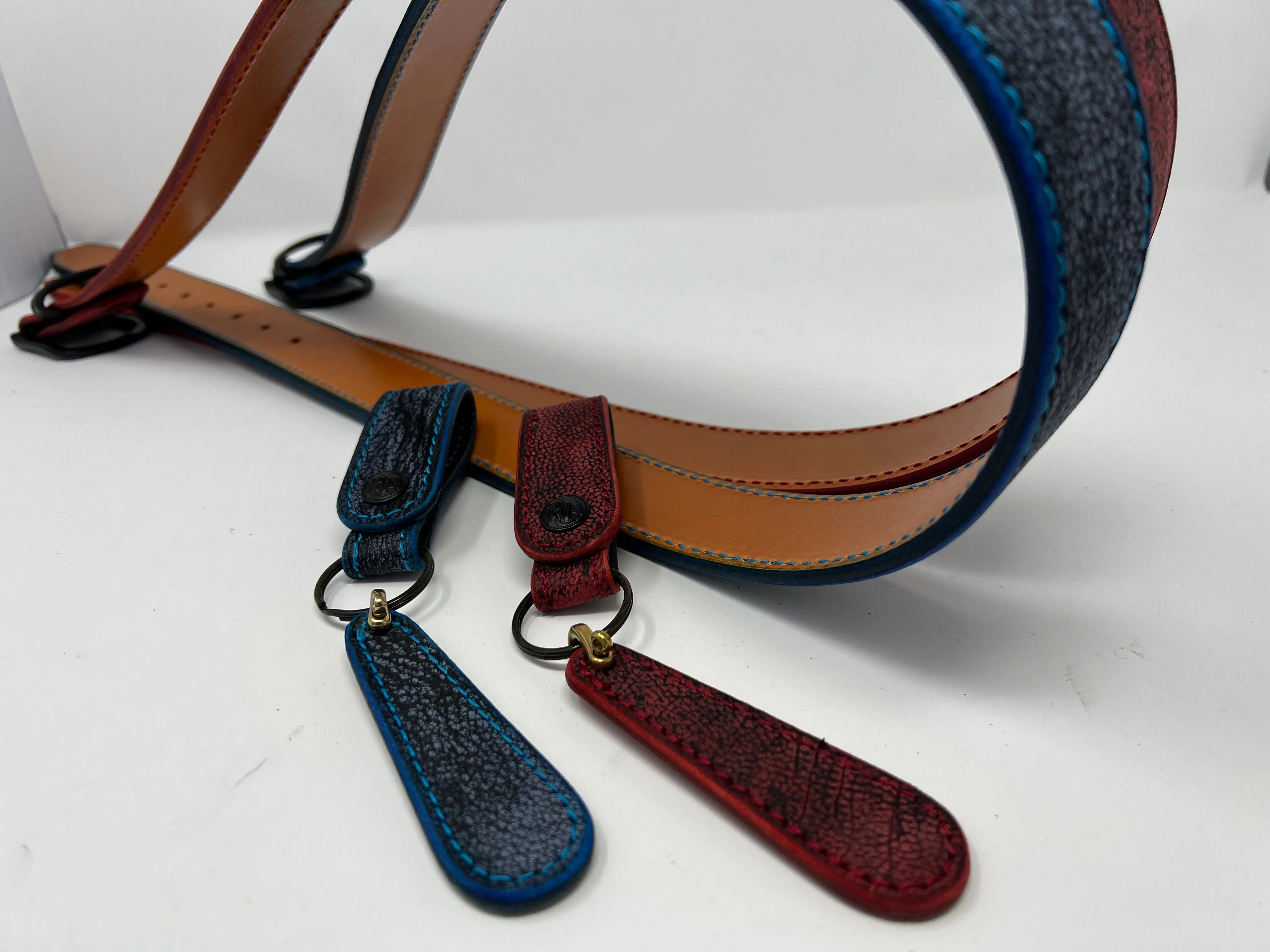 Custom Giraffe Leather Belt, Loop & Fob