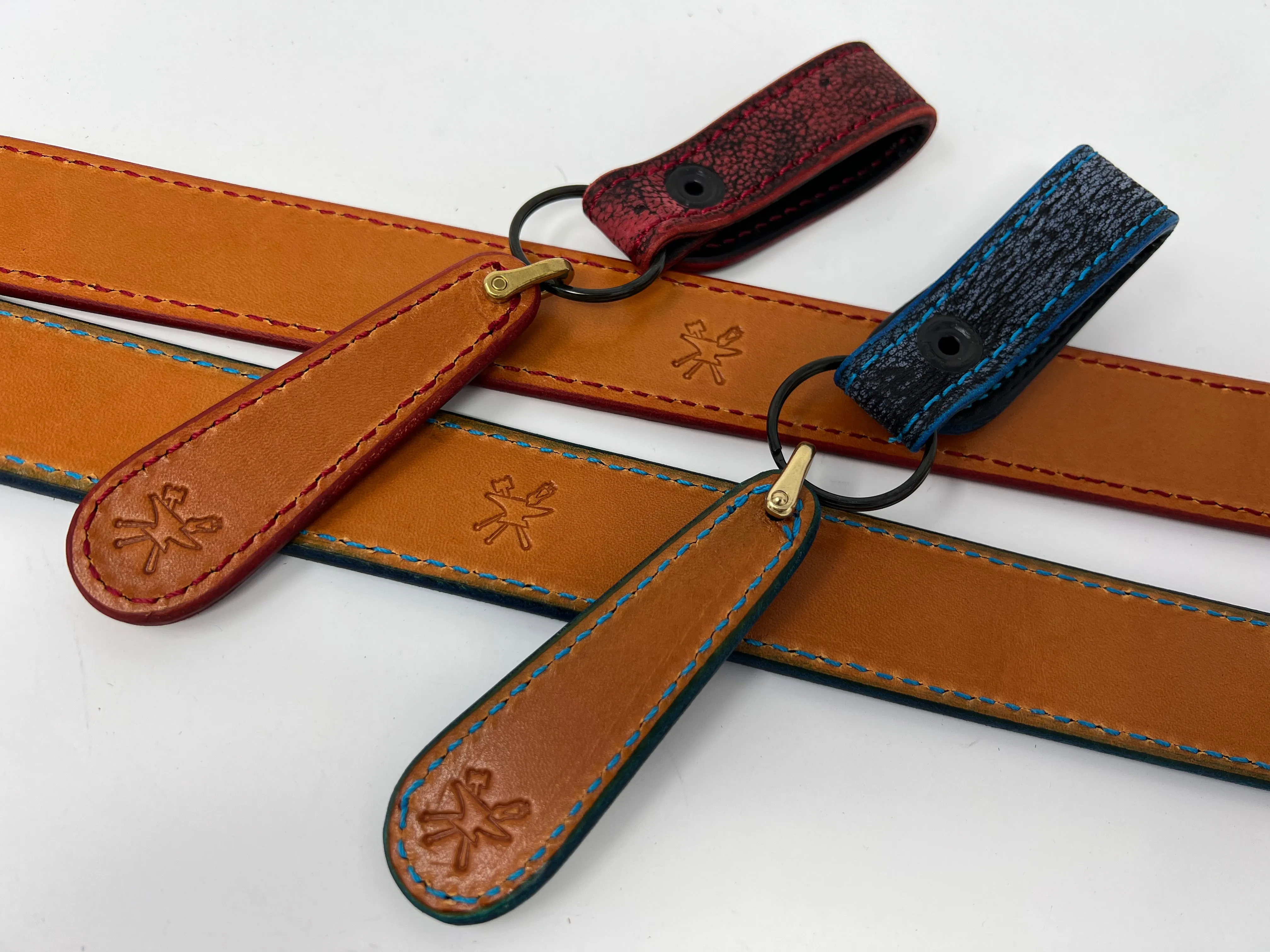 Custom Giraffe Leather Belt, Loop & Fob