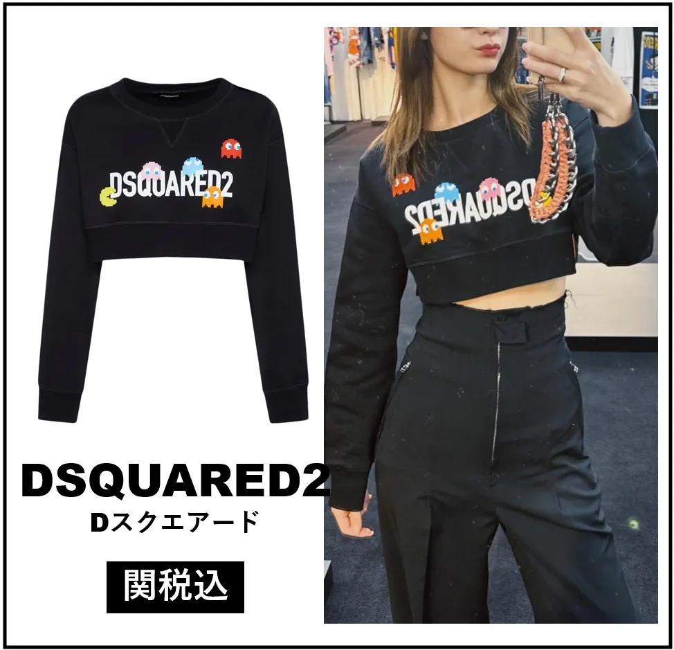 D SQUARED2  |Crew Neck Unisex Street Style Long Sleeves Plain Cotton Logo