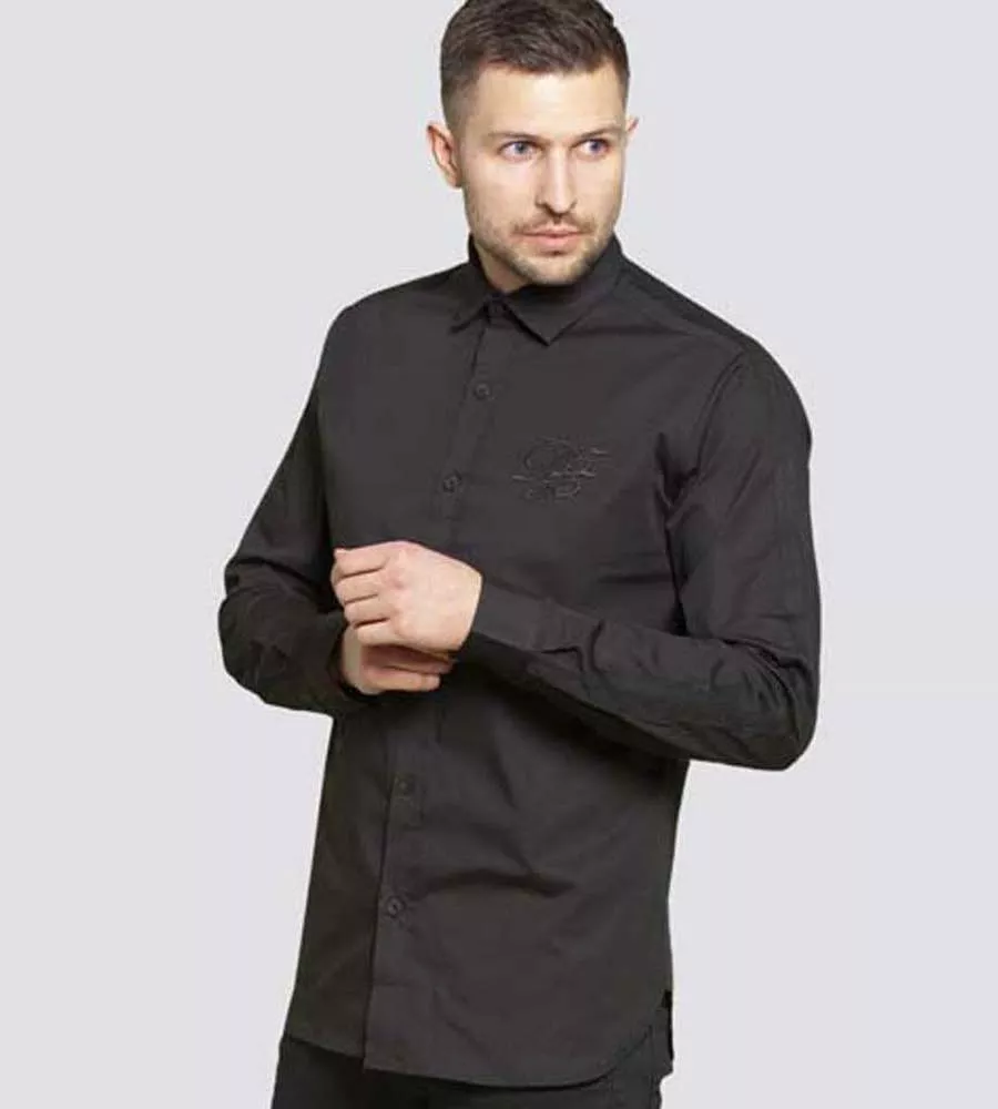 D555 Mens Couture Long Sleeve Stretch Shirt With Taping On Sleeves (MICHAEL)