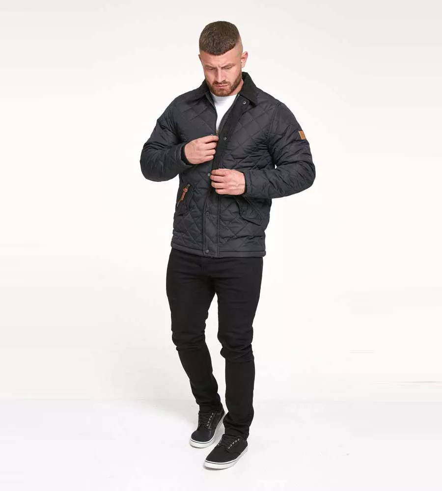 D555 Mens Quilted Jacket With Corduroy Collar (MATIAS)