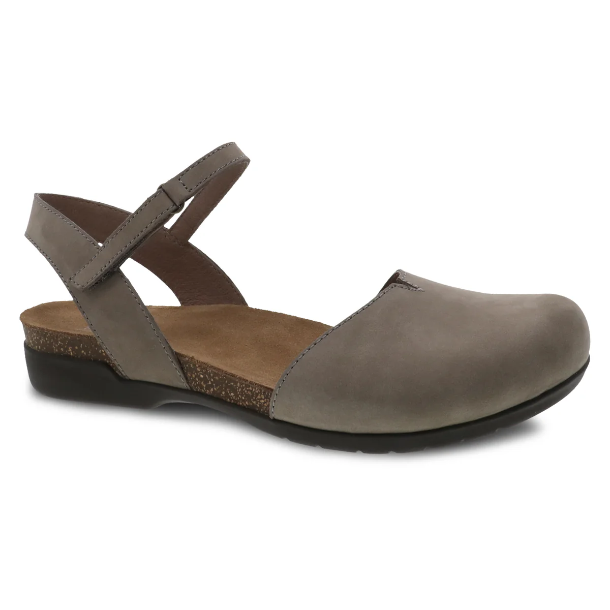 Dansko Rowan Nubuck Mary Jane Closed Toe Sandal- Taupe Nubuck