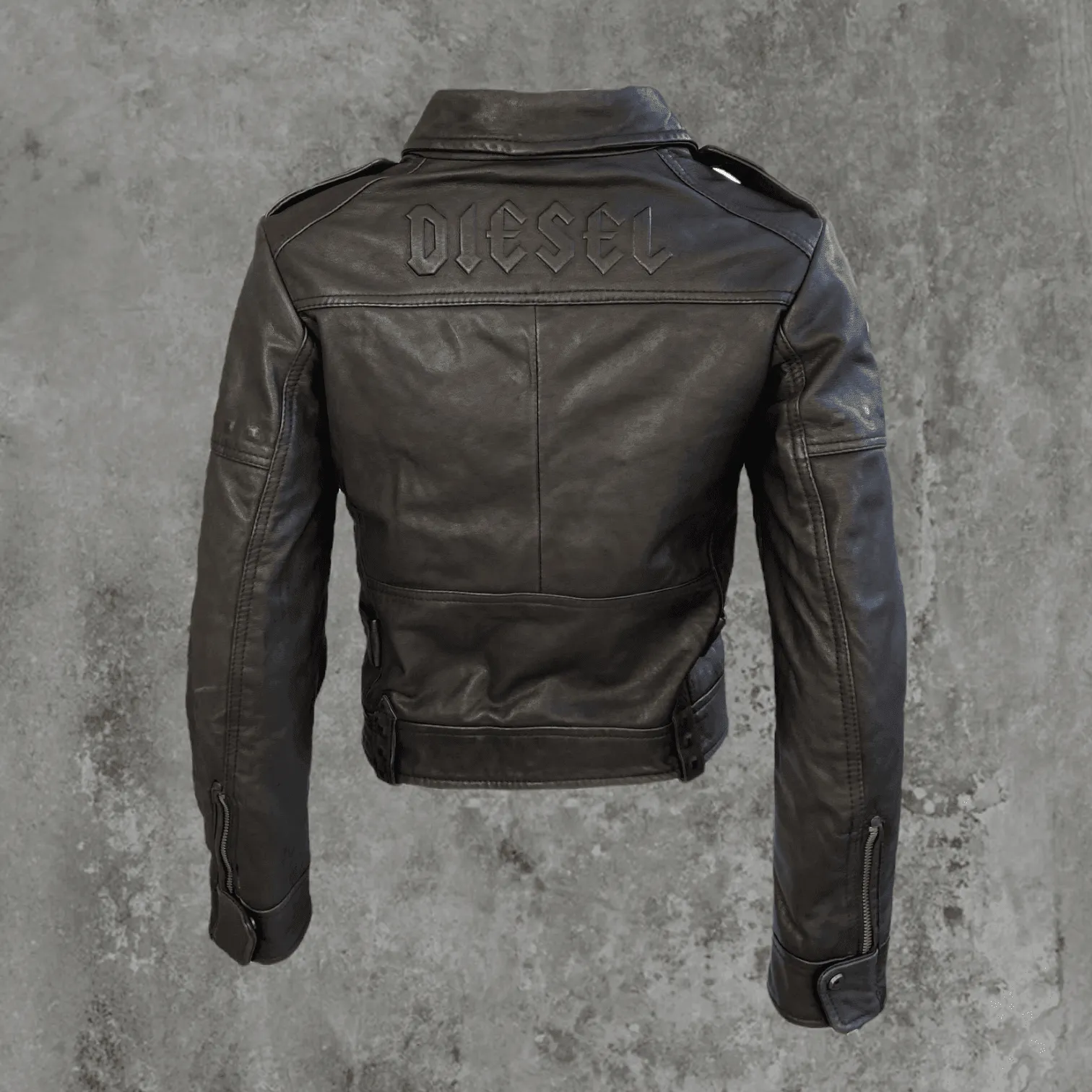 DIESEL LEATHER BIKER JACKET - M